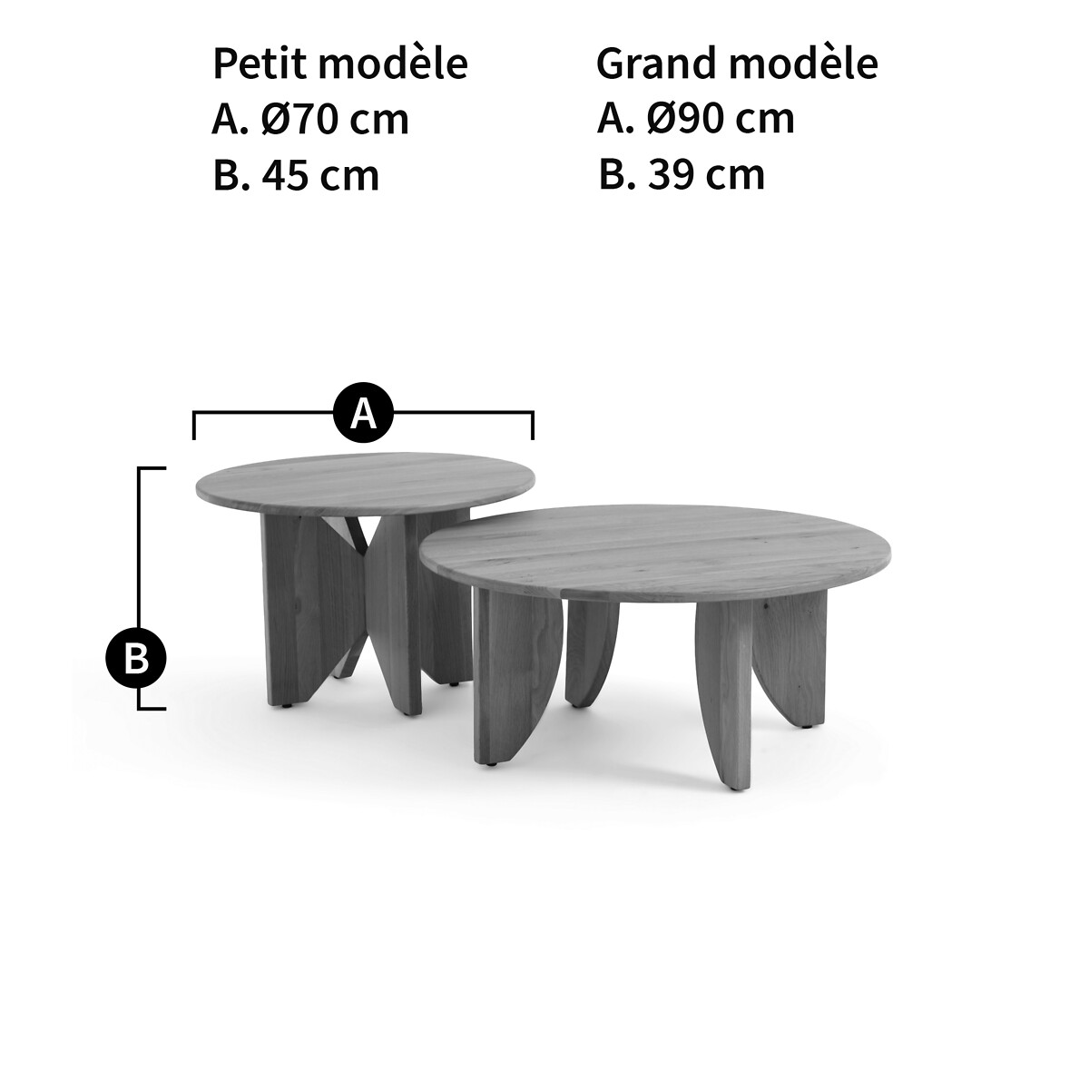 LA REDOUTE INTERIEURS<br>Conjunto de 2 mesas baixas Mimi em carvalho, estilo minimalista
