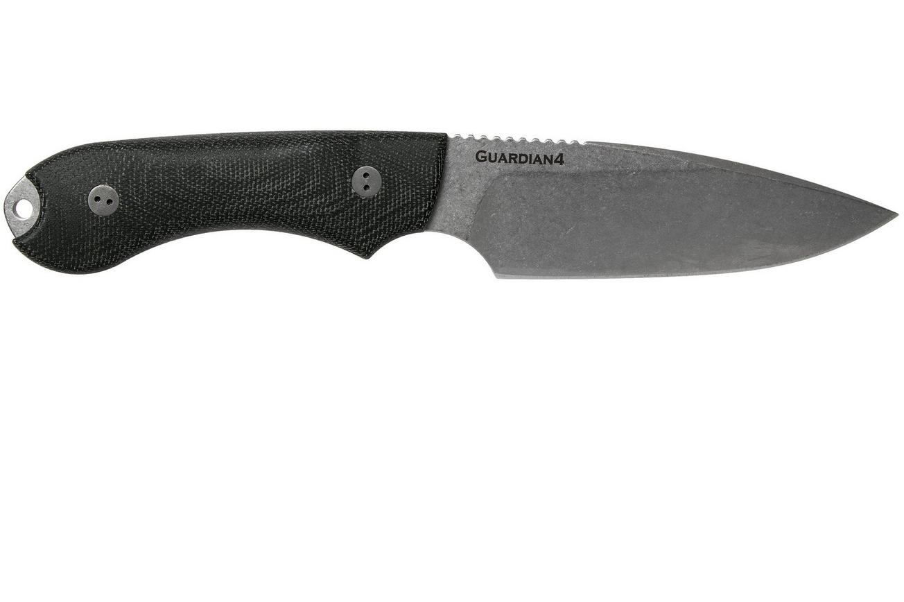 Bradford Guardian 4FE, 3D Black Micarta Guardian 4 M390, Sabre Stonewashed False Edge 4FE-101