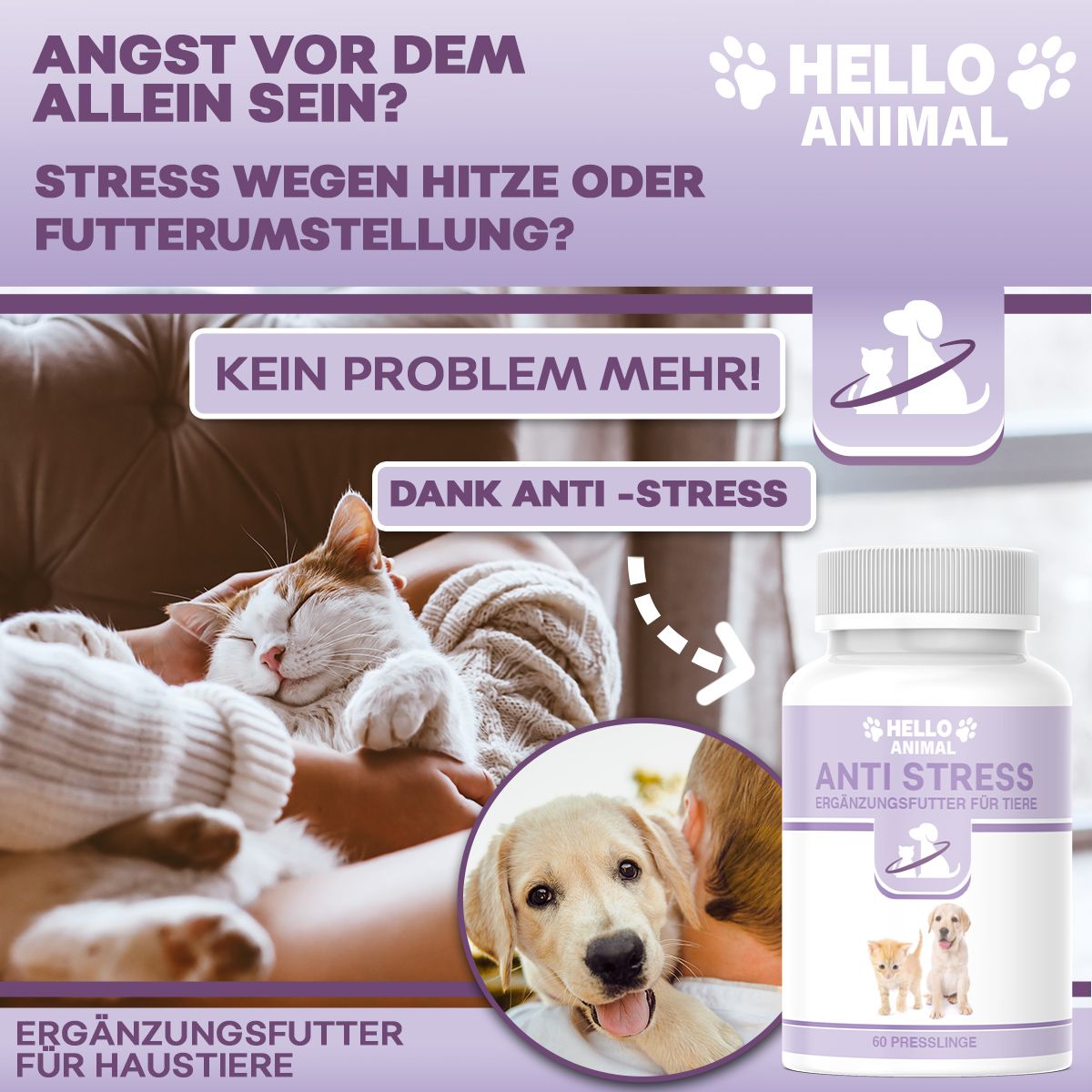 Hello Animal® | Anti Stress Leckerlis | Beruhigung für Vierbeiner