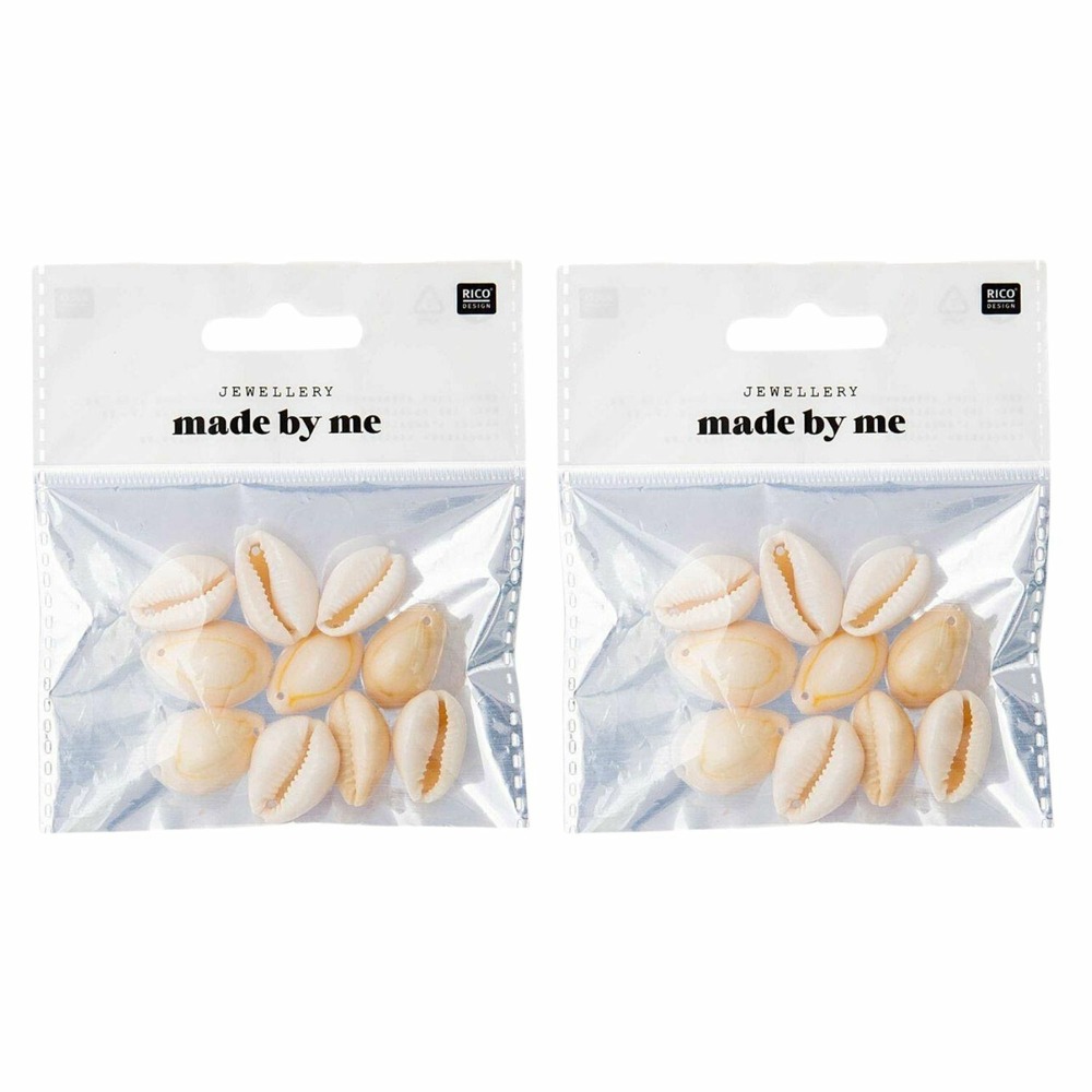 20 perles coquillages naturels - 2 perforations