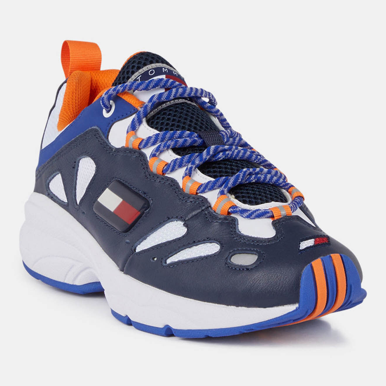 Tommy Hilfiger Baskets en Cuir & Mesh Heritage Retro bleu marine/blanc/orange