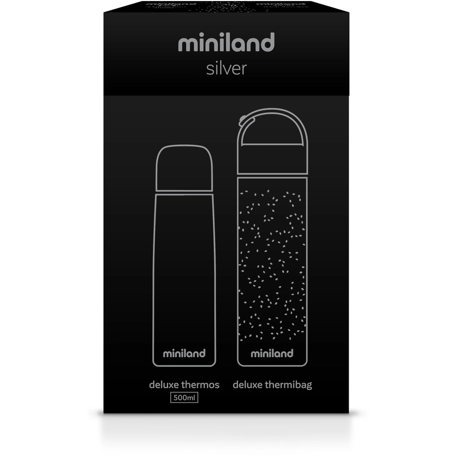 miniland Thermosflasche deluxe thermos mit Isoliertasche silber 500ml