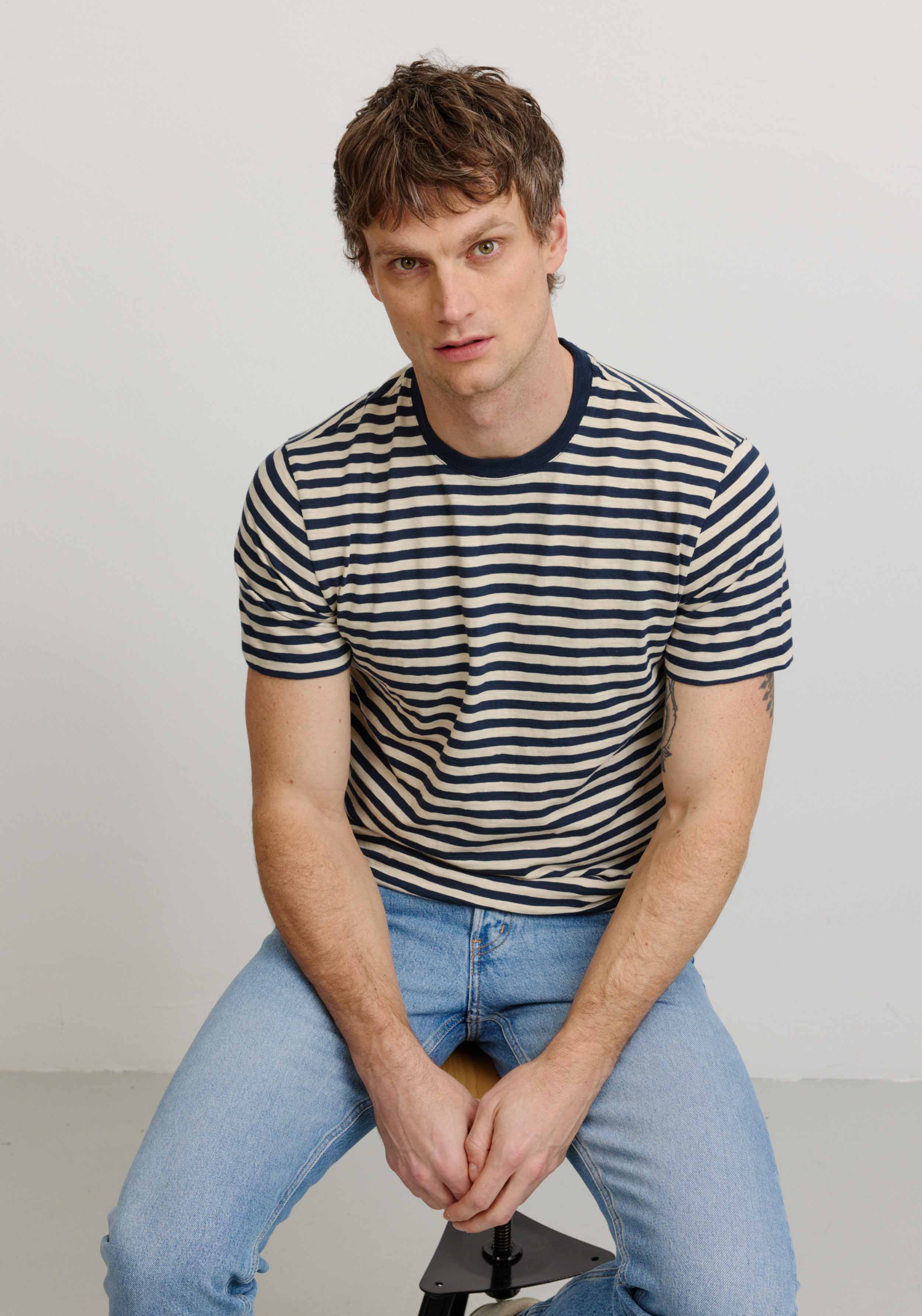 Recolution T-Shirt Delonix Stripes Dark Navy