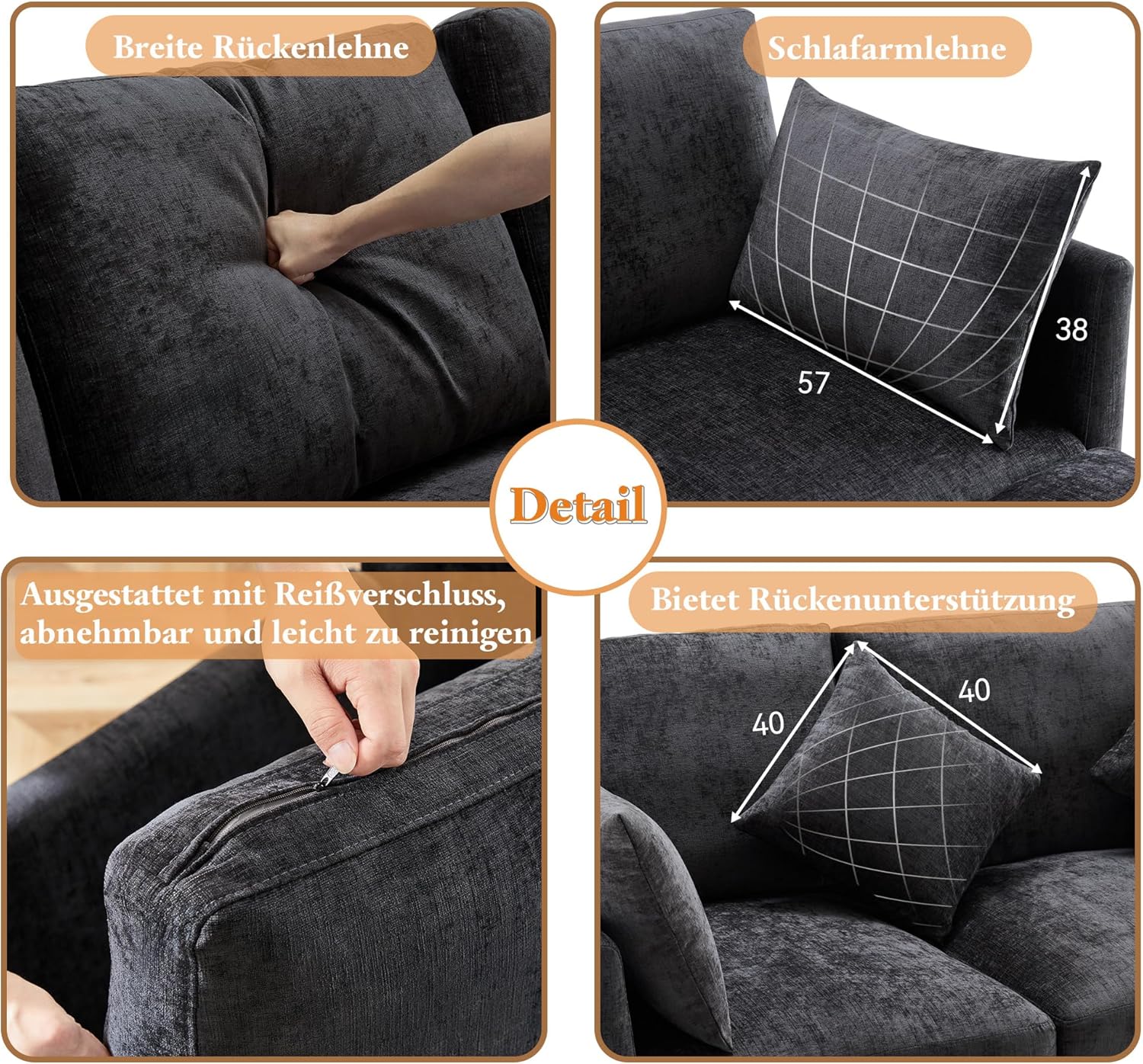 Merax Ecksofa L-Form Modulares 3-Sitzer Sofa mit umwandelbarem Fußhocker, Chenille-Stoff, Premium Komfort, Raumsparend & Wandelbar,Grau