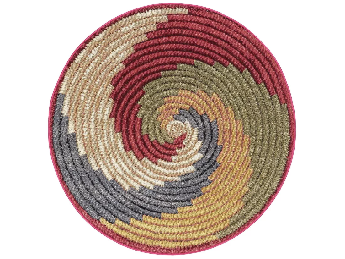 Tapis d'extérieur & intérieur rond Kenya Multicouleur ø 160 cm rond
