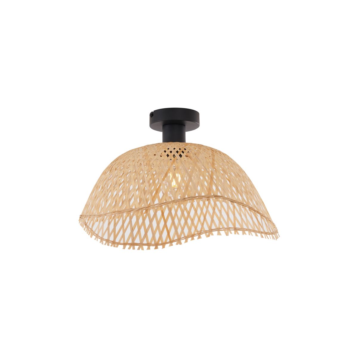 Art Deco plafondlamp zwart met naturel bamboe 40cm - Alka