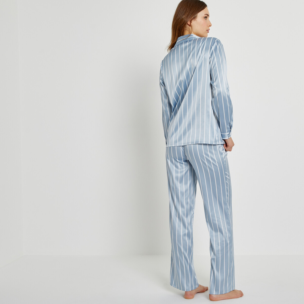 COLEÇÕES LA REDOUTE<br>Pijama de cetim com riscas