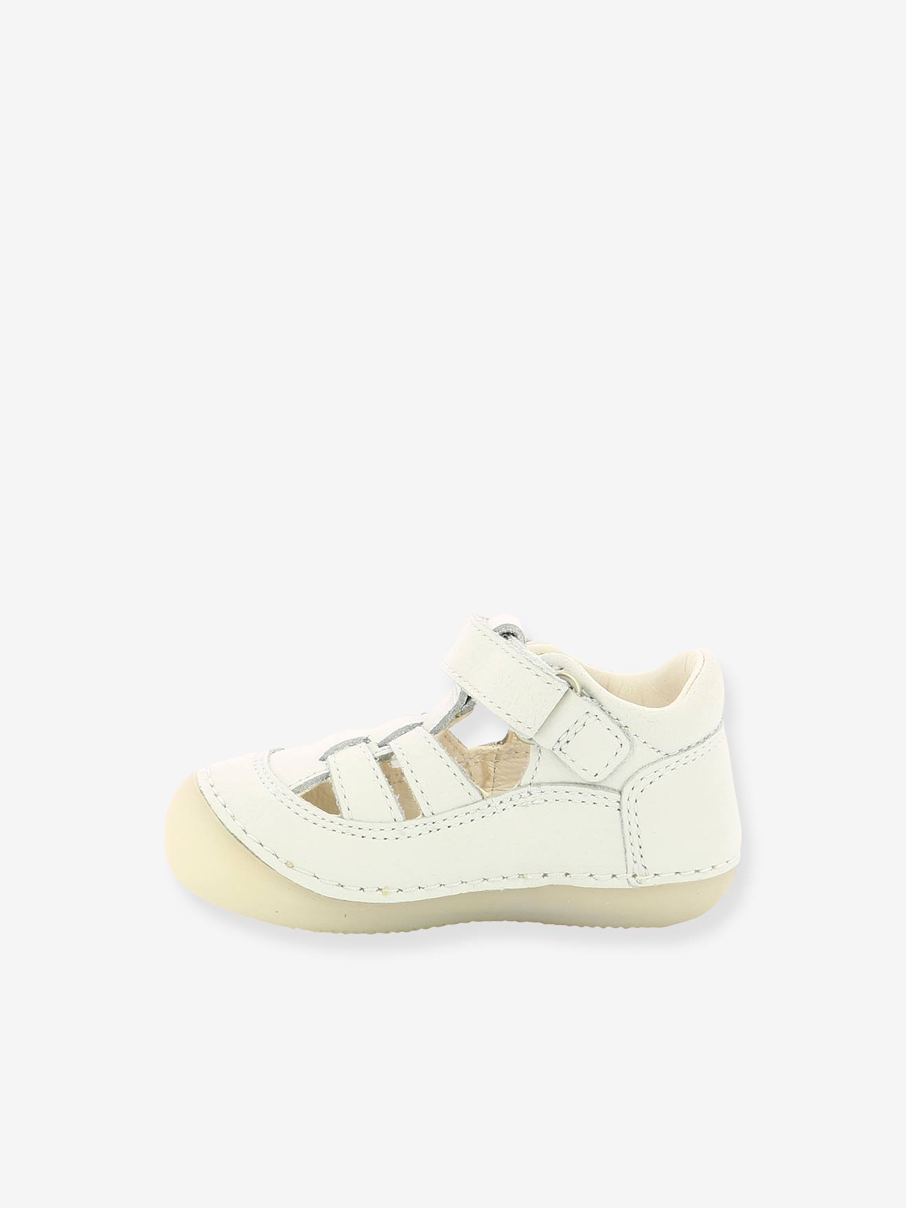 Sandálias de couro para bebê Sushy Original Softers KICKERS®, azul escuro liso
