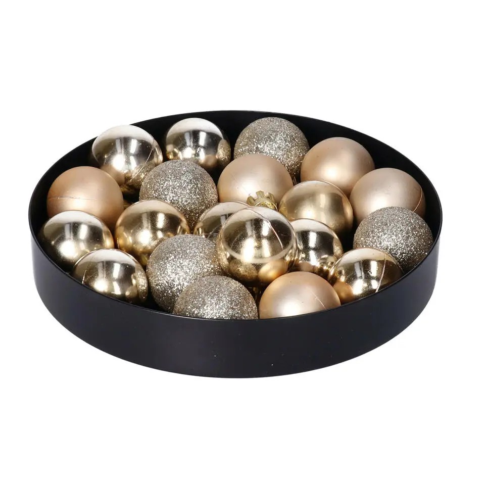 Krist  kleine kerstballen - 20x - champagne - 3 cm -kunststof