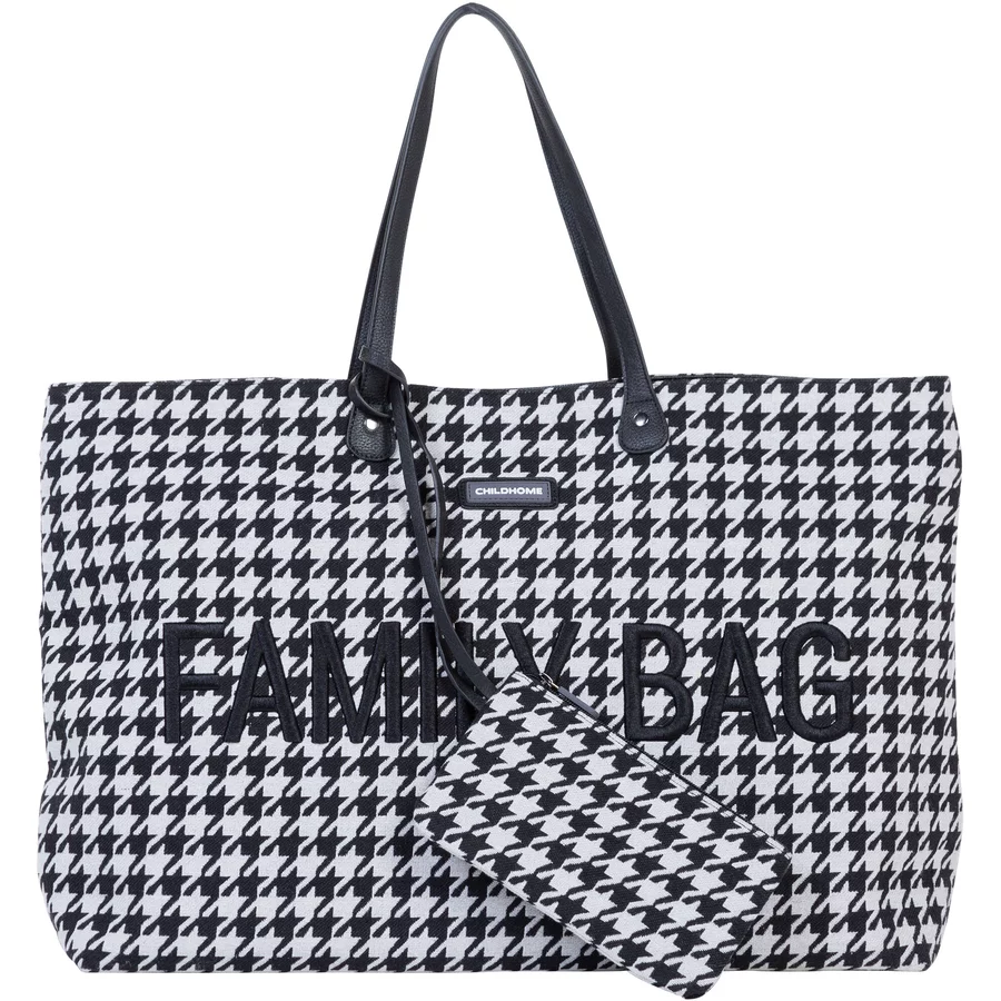 CHILDHOME Wickeltasche Family Bag Hahnentritt Schwarz