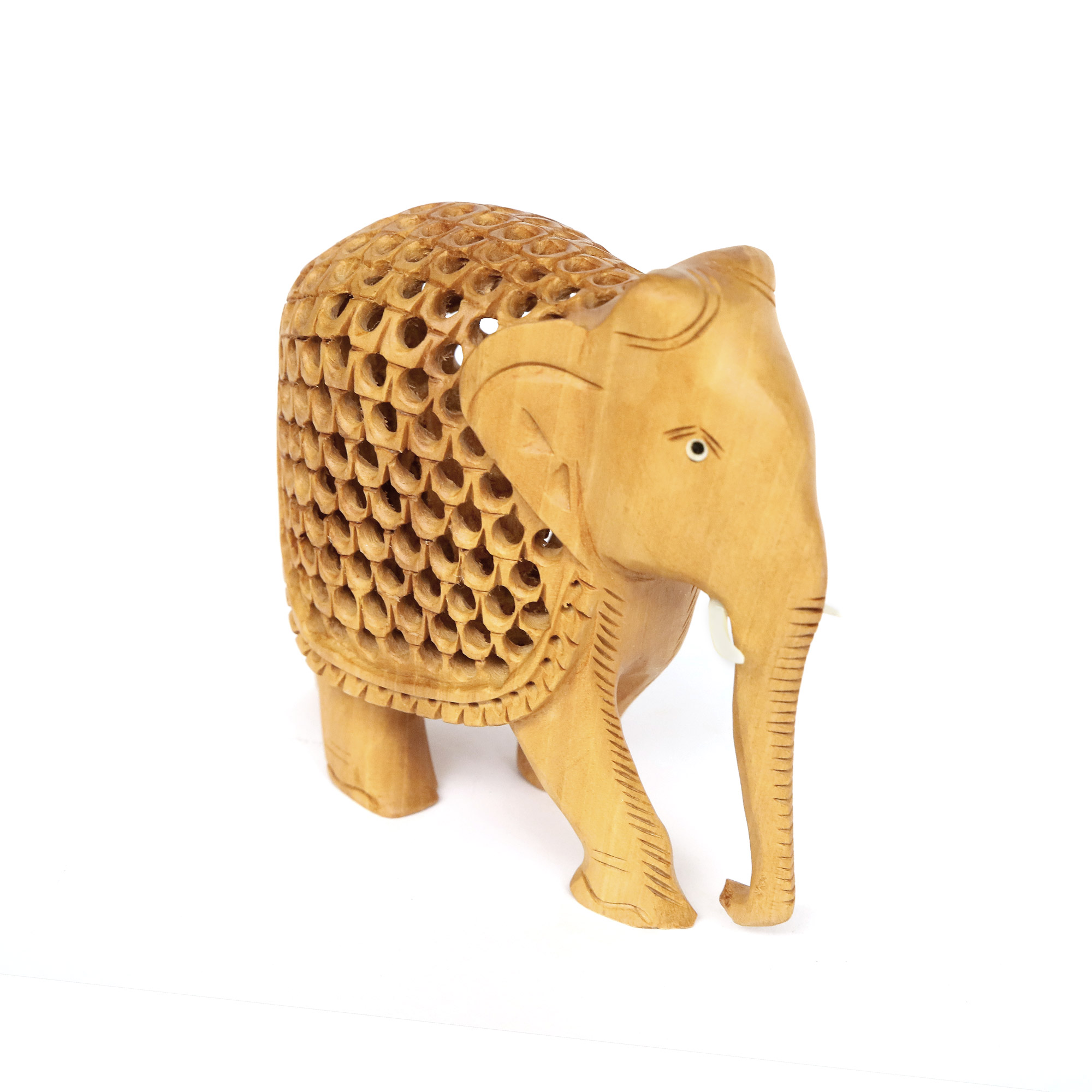 Elefant im Elefant aus Holz, natur, B 14 cm, H 12 cm, T 7 cm von fischer's lagerhaus
