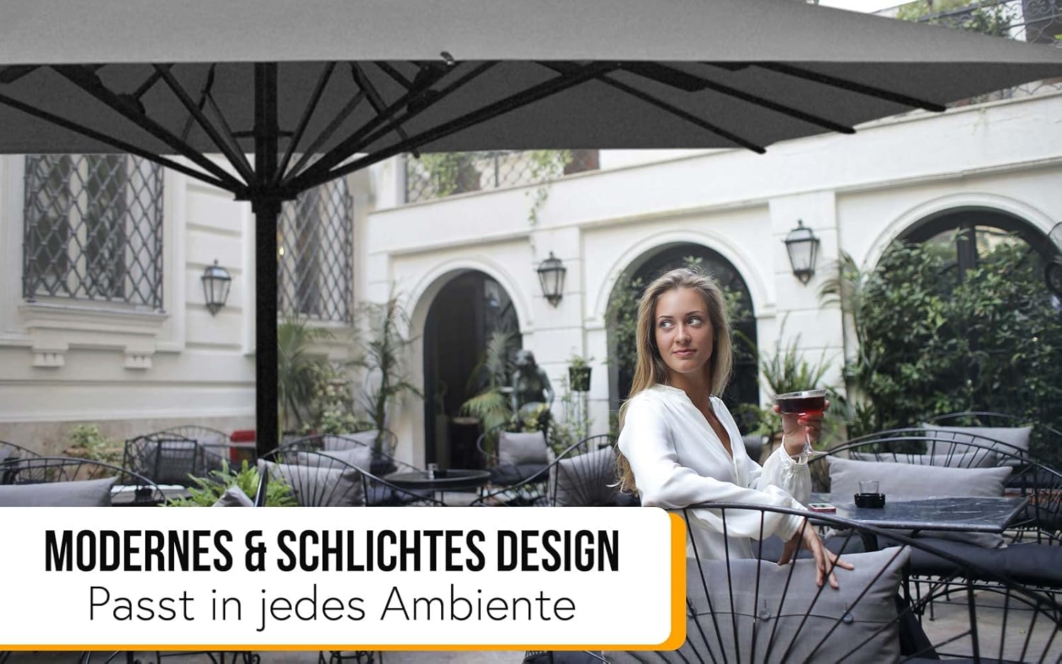 Mendler Gastronomie-Luxus-Sonnenschirm HWC-D20, XXL-Schirm Marktschirm, 5x5m (Ø7,2m) Polyester/Alu 90kg - anthrazit