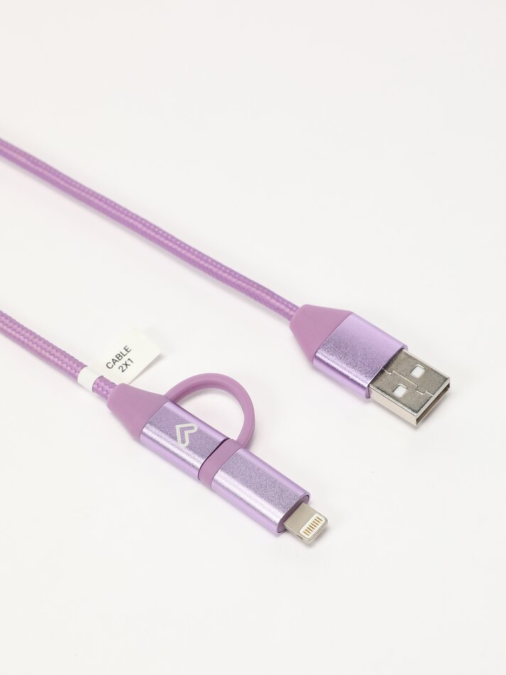 Cabo Lightning/USB-C para USB-A com duas cabeças - Malva Escuro