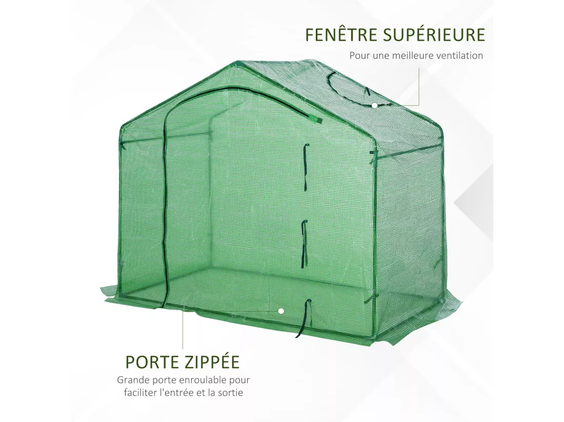 Serre de jardin balcon terrasse serre pour tomates 1,8L x 1l x 1,68H m acier PE imperméable transparent vert