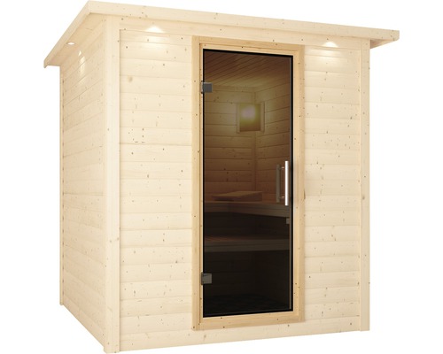 Karibu deurelement voor 68 mm sauna's met grafietkleurige volledig glazen deur