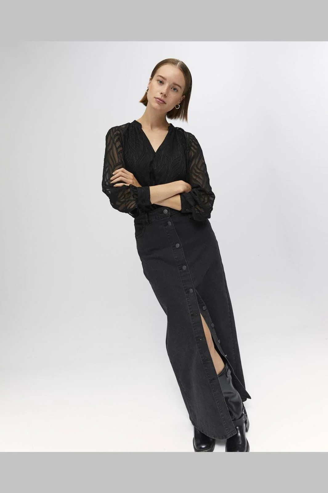 Object Objsina Long Denim Skirt Ott
