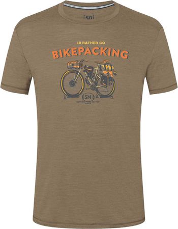 BIKEPACKING Herren-Merino-Kurzarmshirt  oak  M