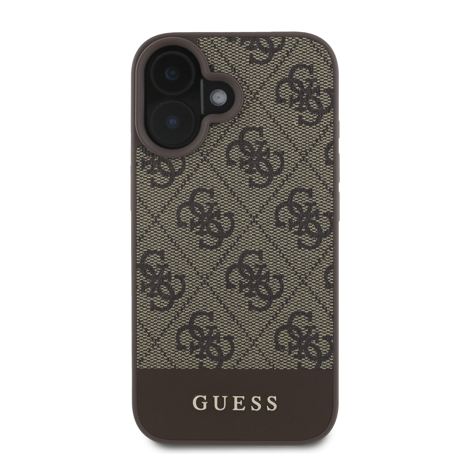 iPhone 16 Leder Hardcase Hülle 4G Bottom Stripe (GUHCP16SG4GLBR) - Braun