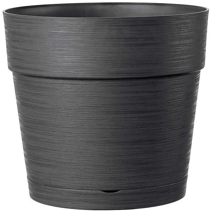 Pot rond à réserve d'eau plastique Deroma Save R anthracite ø38 x h.34,3 cm