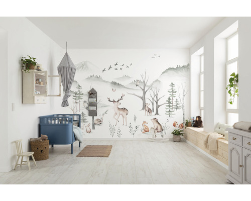 Fotobehang vliesbehang IAX8-0034 Into Adventure Cozy Woods 8 stuks 400x280cm