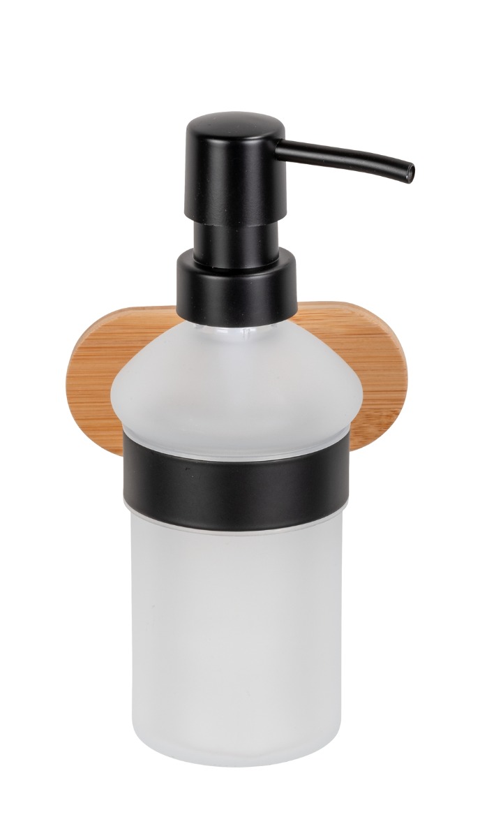 Wenko Orea Turbo-Loc Bamboo zeepdispenser zwart mat