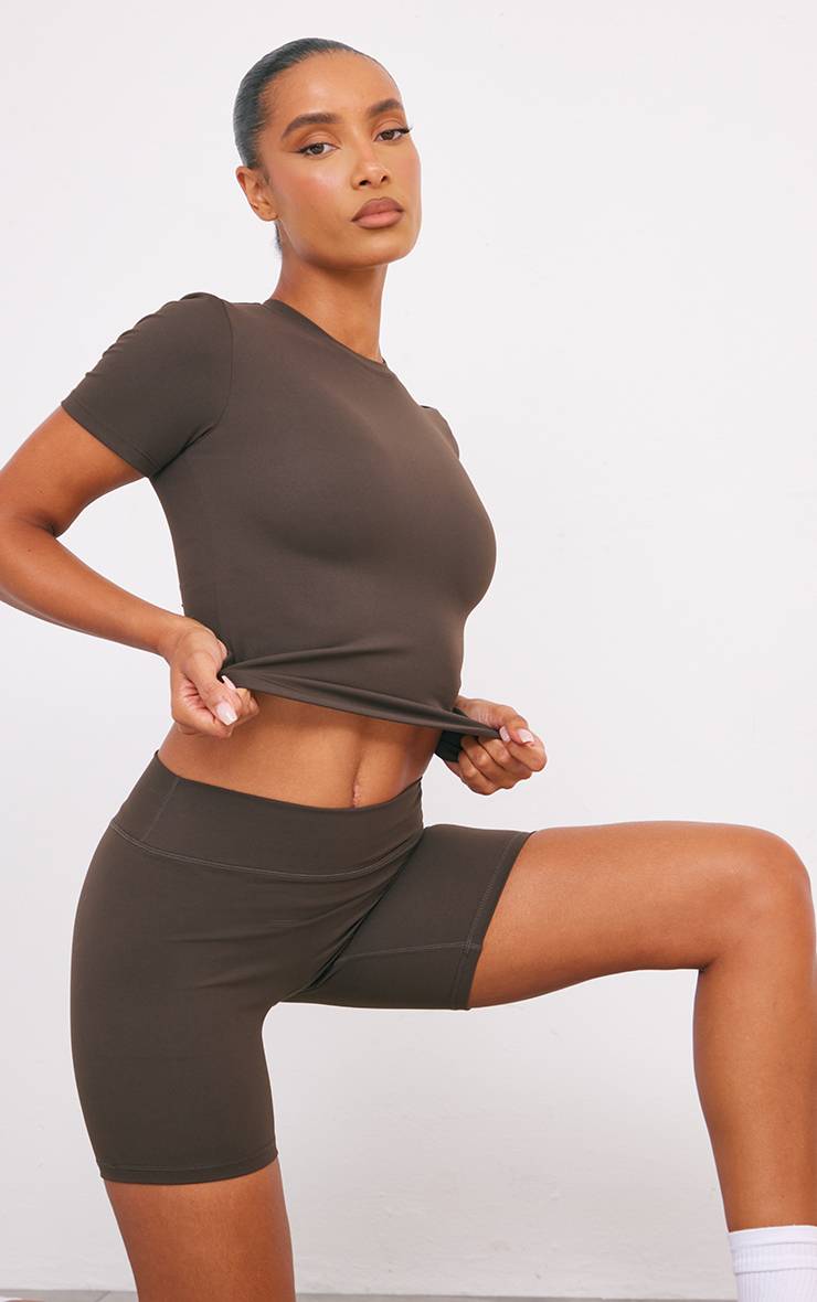 Espresso Haut De Sport Moulant Longue Coupe À Manches Courtes Ultimate Sculpt