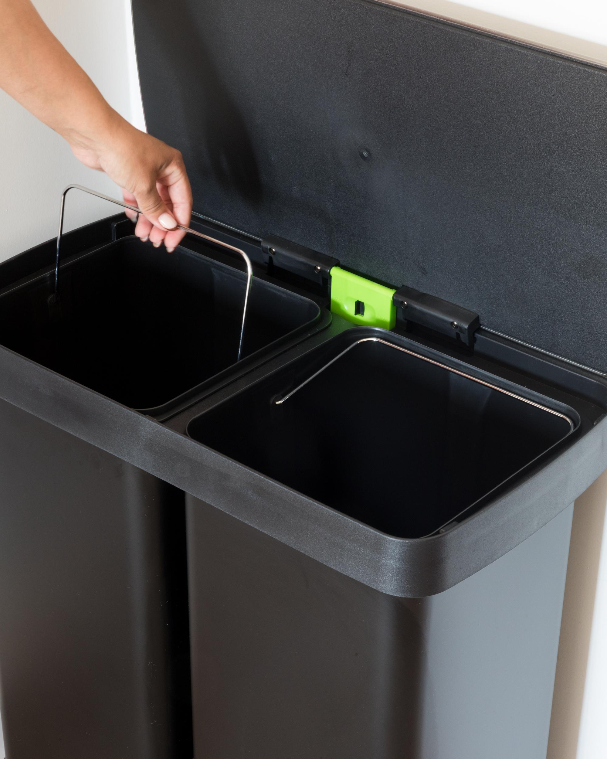 Dubbele pedaalemmer 60 L ECOSORT Metaal Zwart