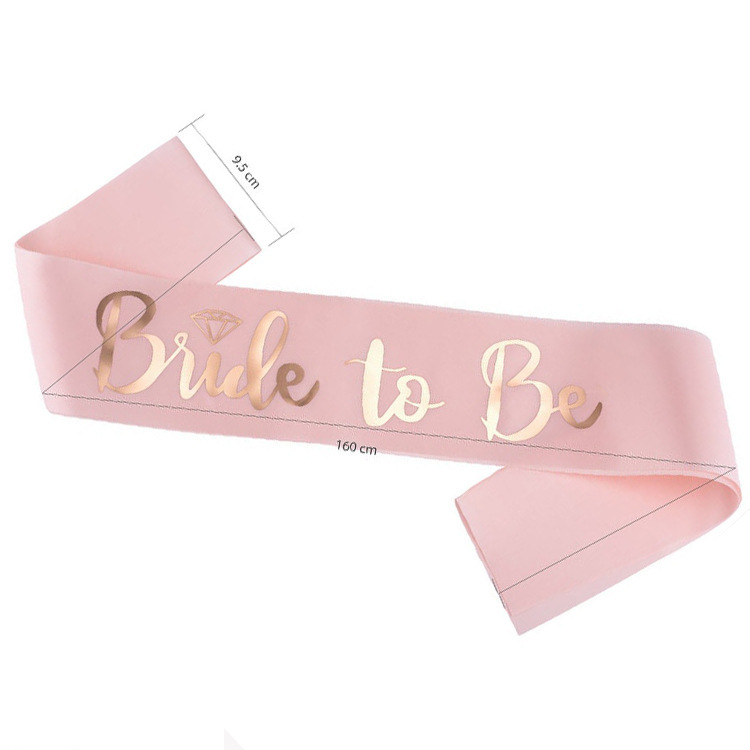 (Ø80cm) Bachelorette Party Accessoire Junggesellinnenabschied Schärpe Bride to Be - Weiss / Roségold / Style 2
