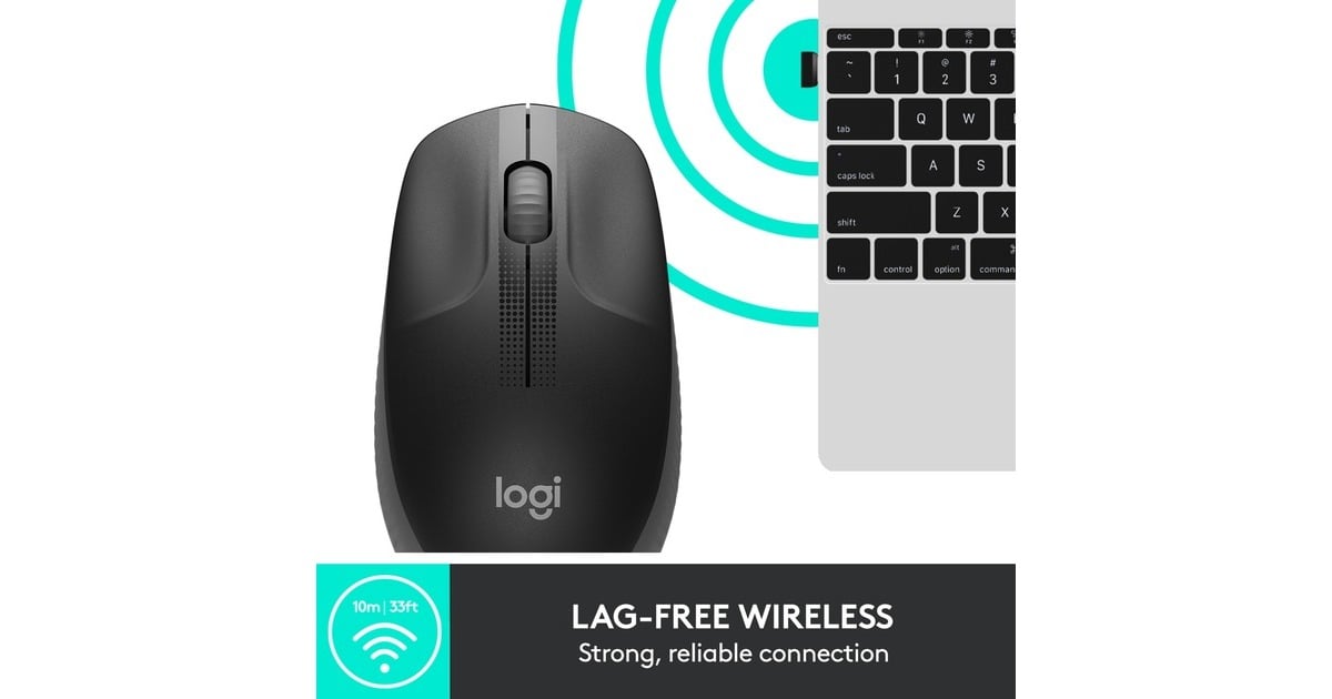 LogitechM190 Full-size wireless mouse  (Zwart, 1000 dpi)