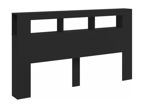 Tête de lit à LED noir 180x18,5x103,5 cm bois d'ingénierie