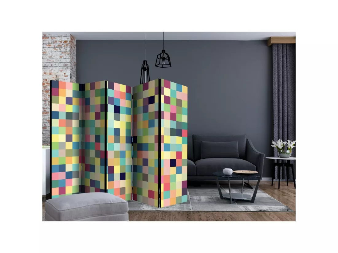 Paravent 5 Volets Design Multicolore pour Intérieur Moderne