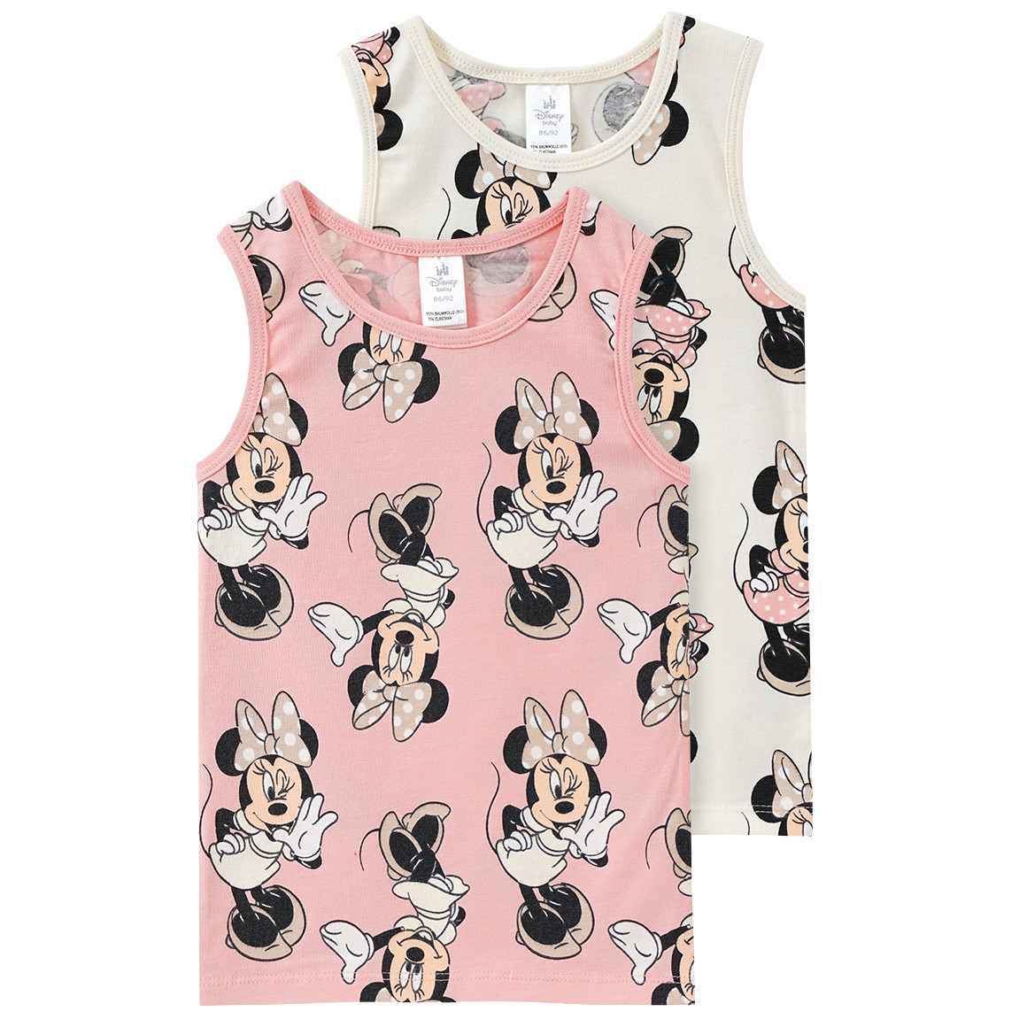 Topomini 2 Minnie Maus Unterhemden rosa / weiss