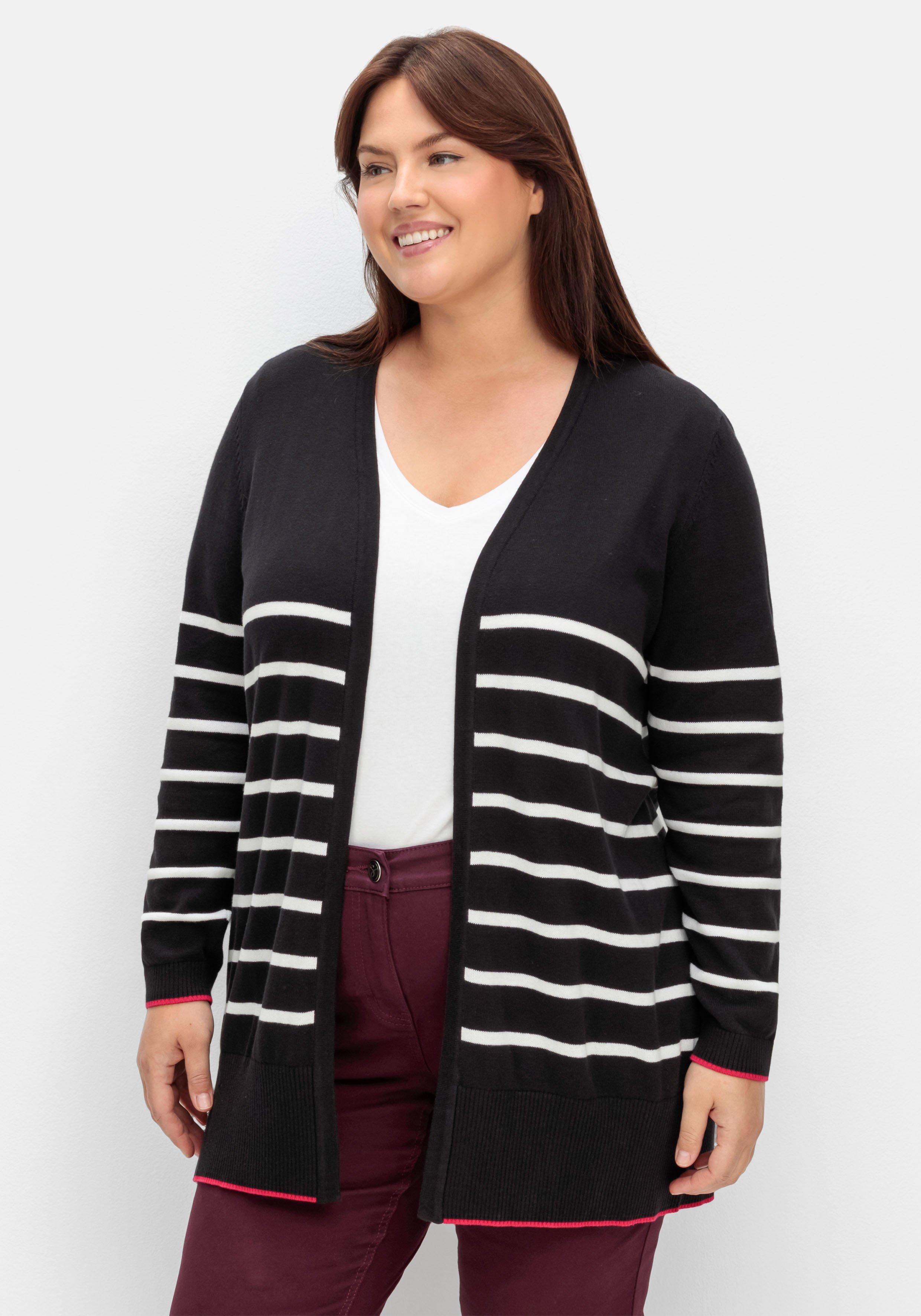 Strickjacke mit Streifen und V-Ausschnitt