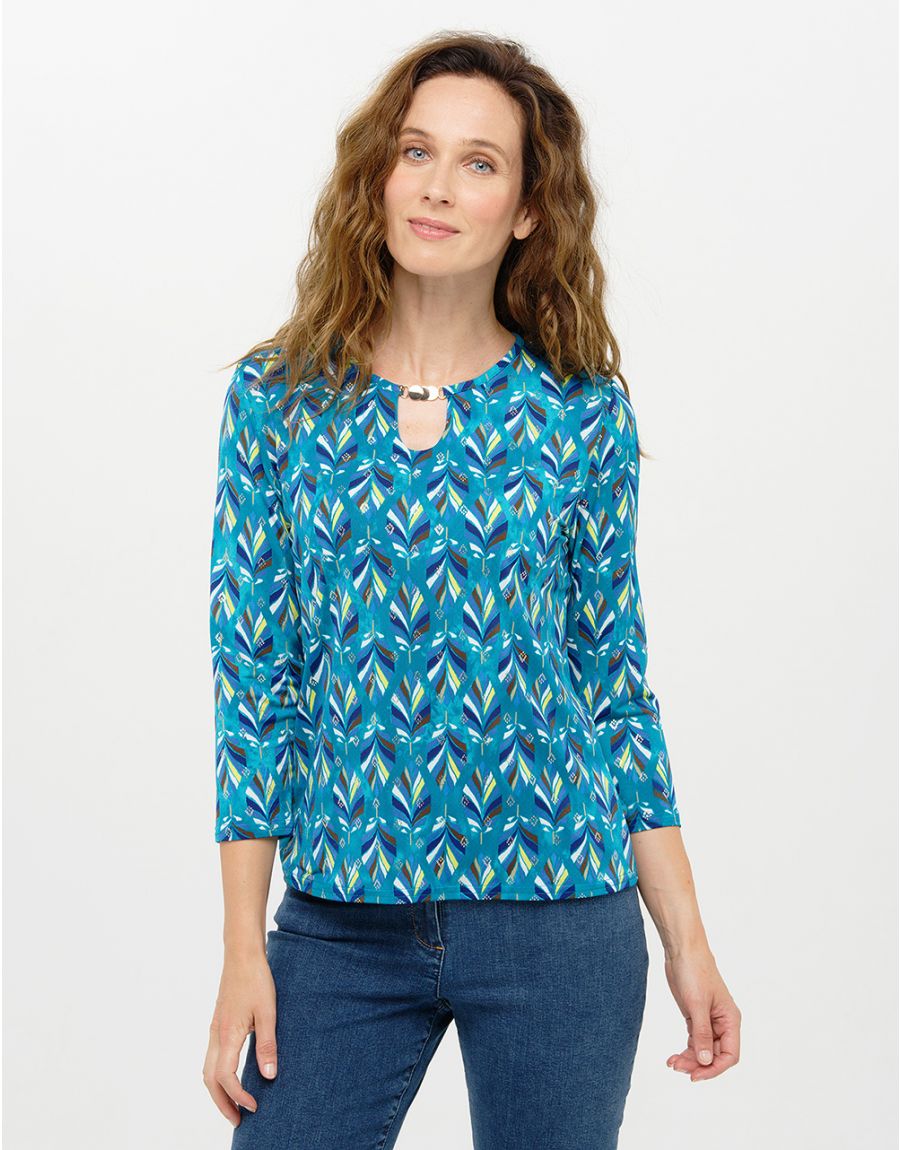 T-shirt bleu à motifs