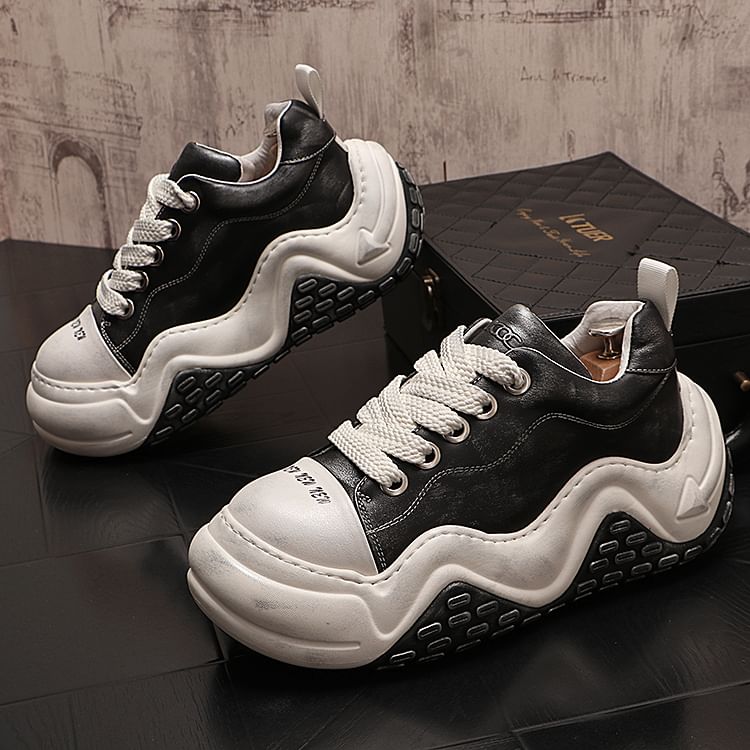 Mr Ozera - Platform Numbering Lace-Up Sneakers