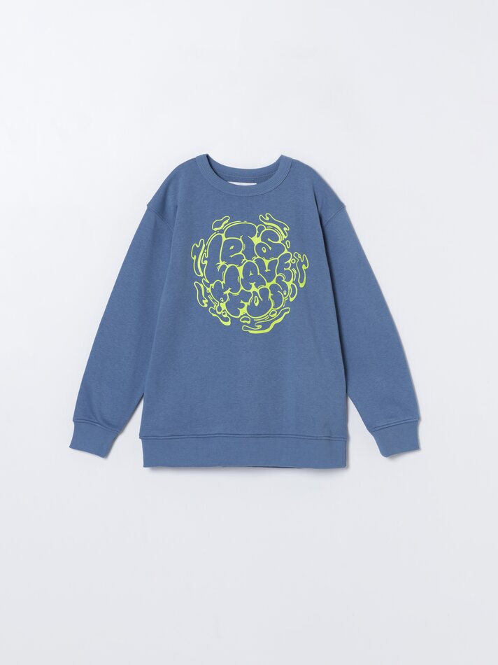 Conjunto de moletom e calça de duas peças - Azul Médio