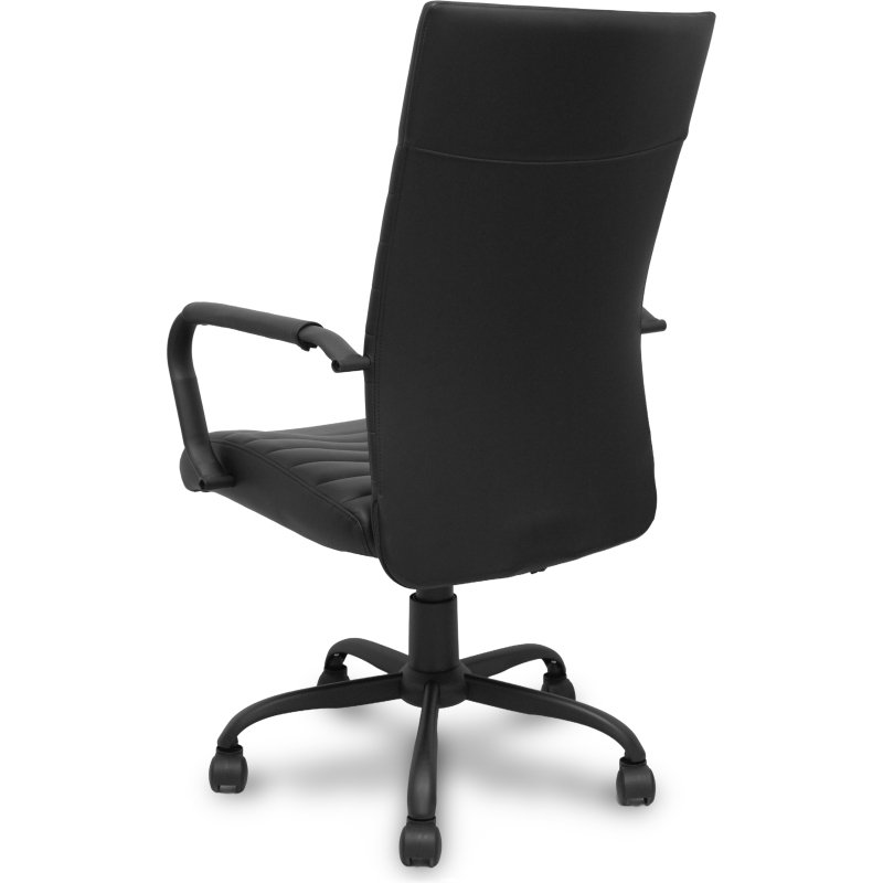 Chaise Opti527 Mécanisme d'inclinaison - Simili cuir Noir - Piètement en métal noir - Accoudoirs fixes - Sans appui-tête - Roulettes en nylon 50 mm