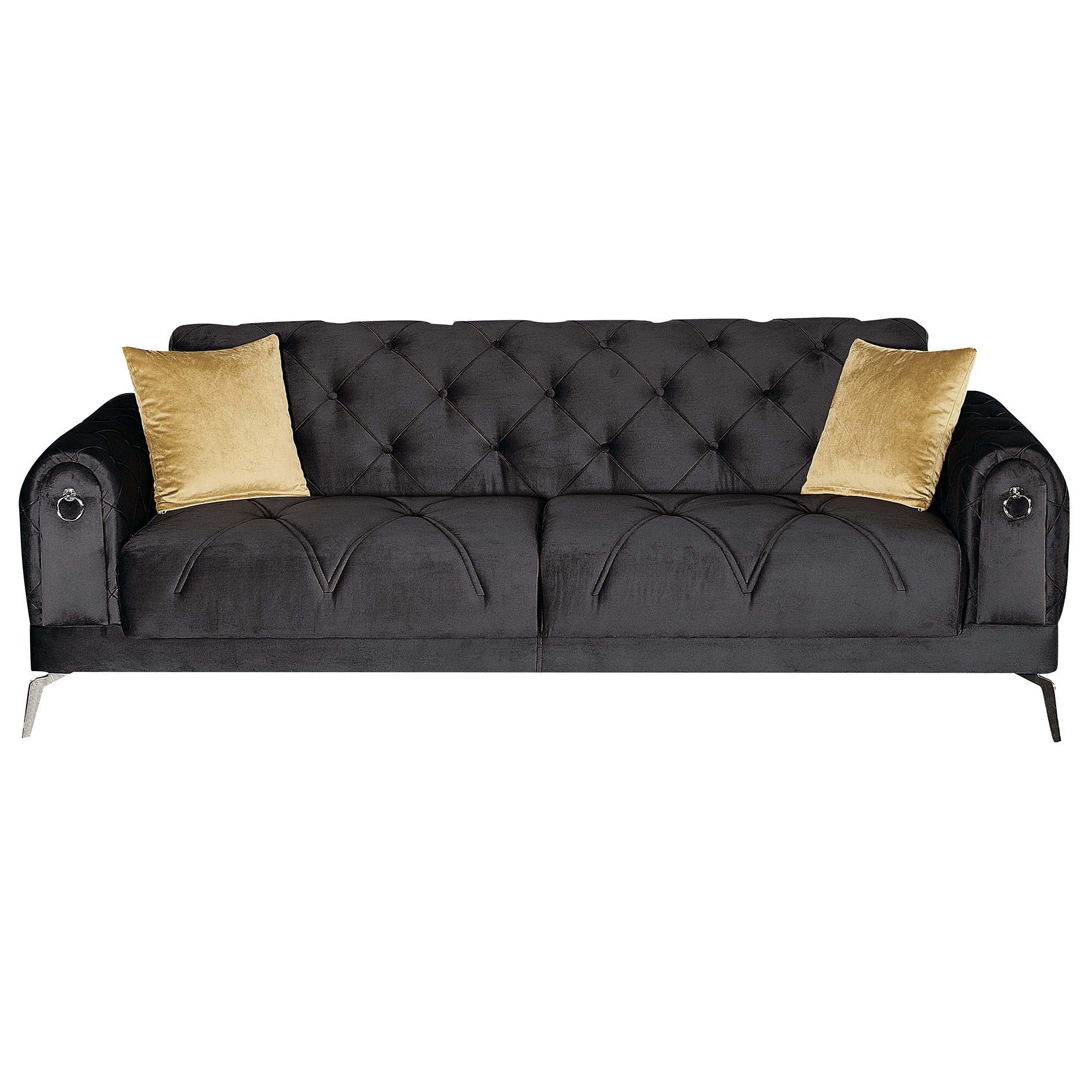 3-Sitzer-Sofa - anthrazit - mit Liegefunktion - Samt