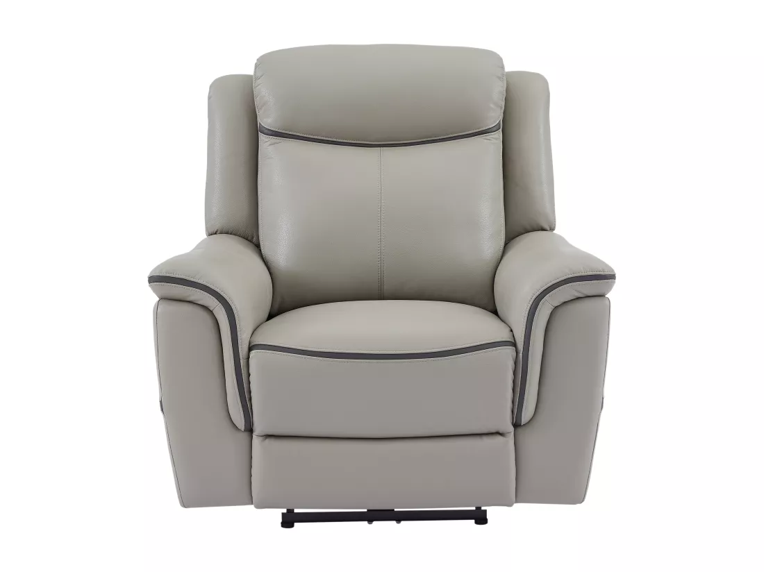 Fauteuil relax électrique en cuir gris clair ADELIO