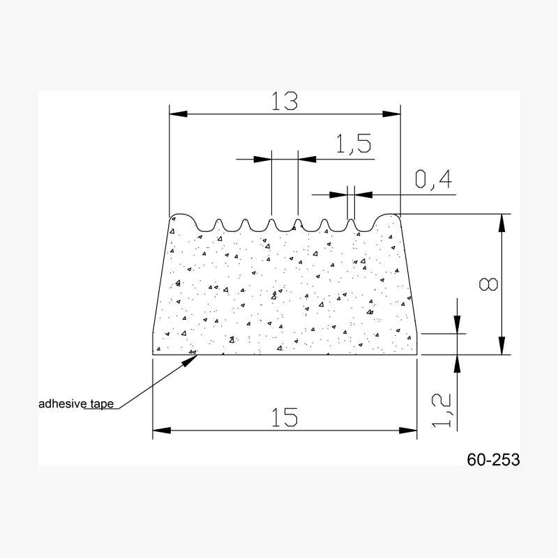 Tetningslist, 15 x 8 mm