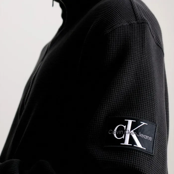 Calvin Klein Badge Waffle Half Zip Sweater Heren