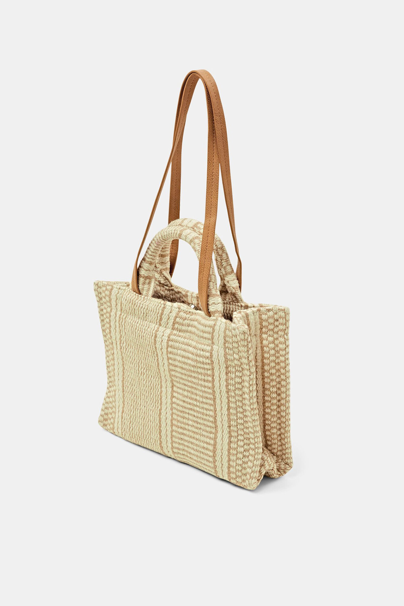 Bolsa de tecido em blocos de cores com fibra de yuute - Estampa marrom