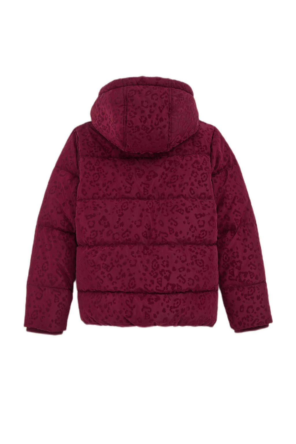 WE Fashion winterjas met dierenprint donkerrood