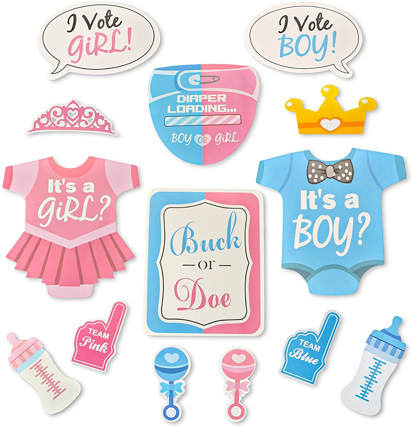 (30er Set) Photo Booth Fotorequisiten Party Foto Accessoires Baby Shower Dekorationen für lustige Bilder - Gender Reveal