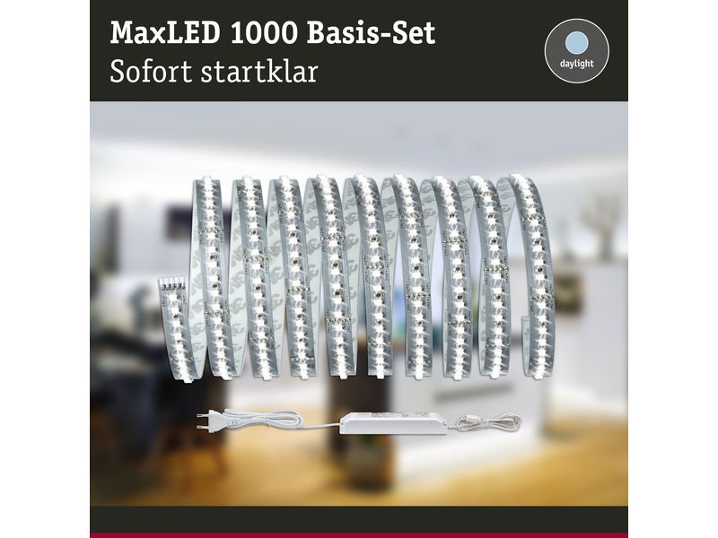Paulmann LED-Stripe MaxLED 1000 6500 K, 3 m Basisset Unbeschichteter LED-Streifen, kürzbar