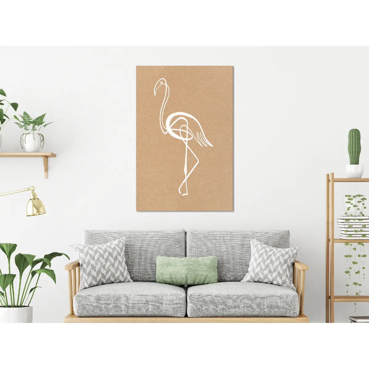 Decoshop26 Tableau Flamant Blanc 60x90 cm