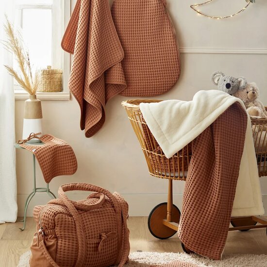 Maxi Couverture Coton Gaufre   Cassonade        de               BB&Co