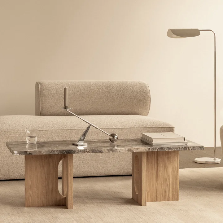 Audo - Androgyne Couchtisch 120 x 45 cm, Walnuss / Calacatta Viola