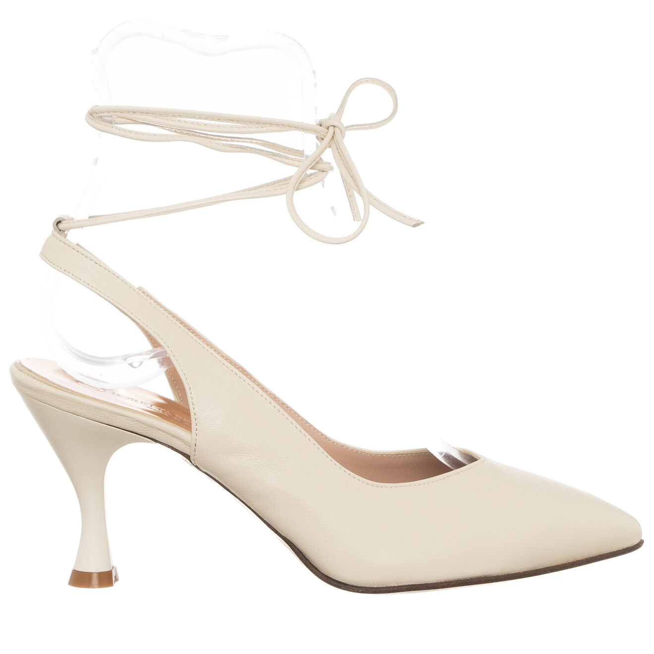 Loretta Pettinari Slingbacks en Cuir Nala écrues - Talon 7.5 cm