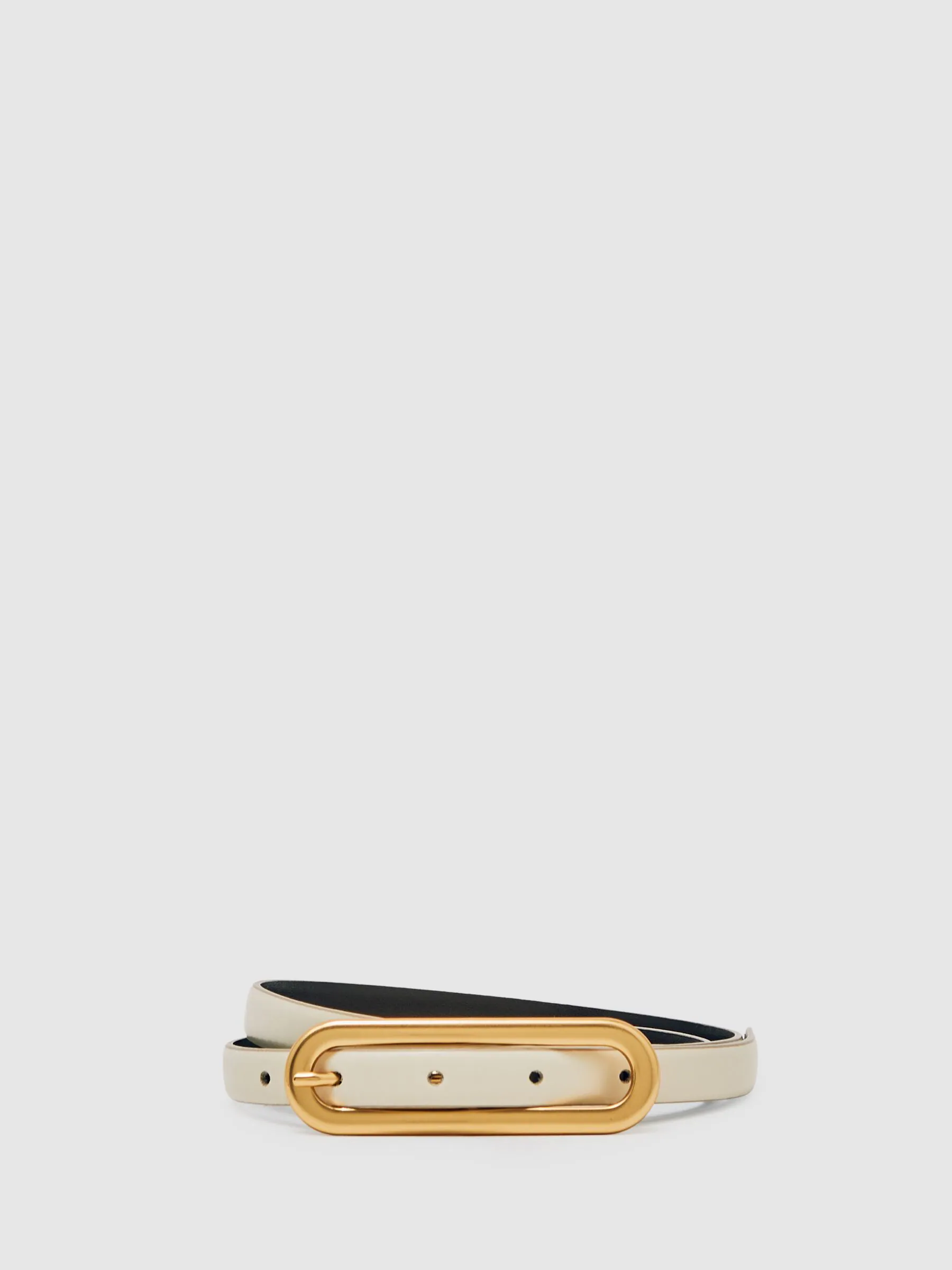 Off White - Reiss Chaya smalle leren riem met langwerpige gesp
